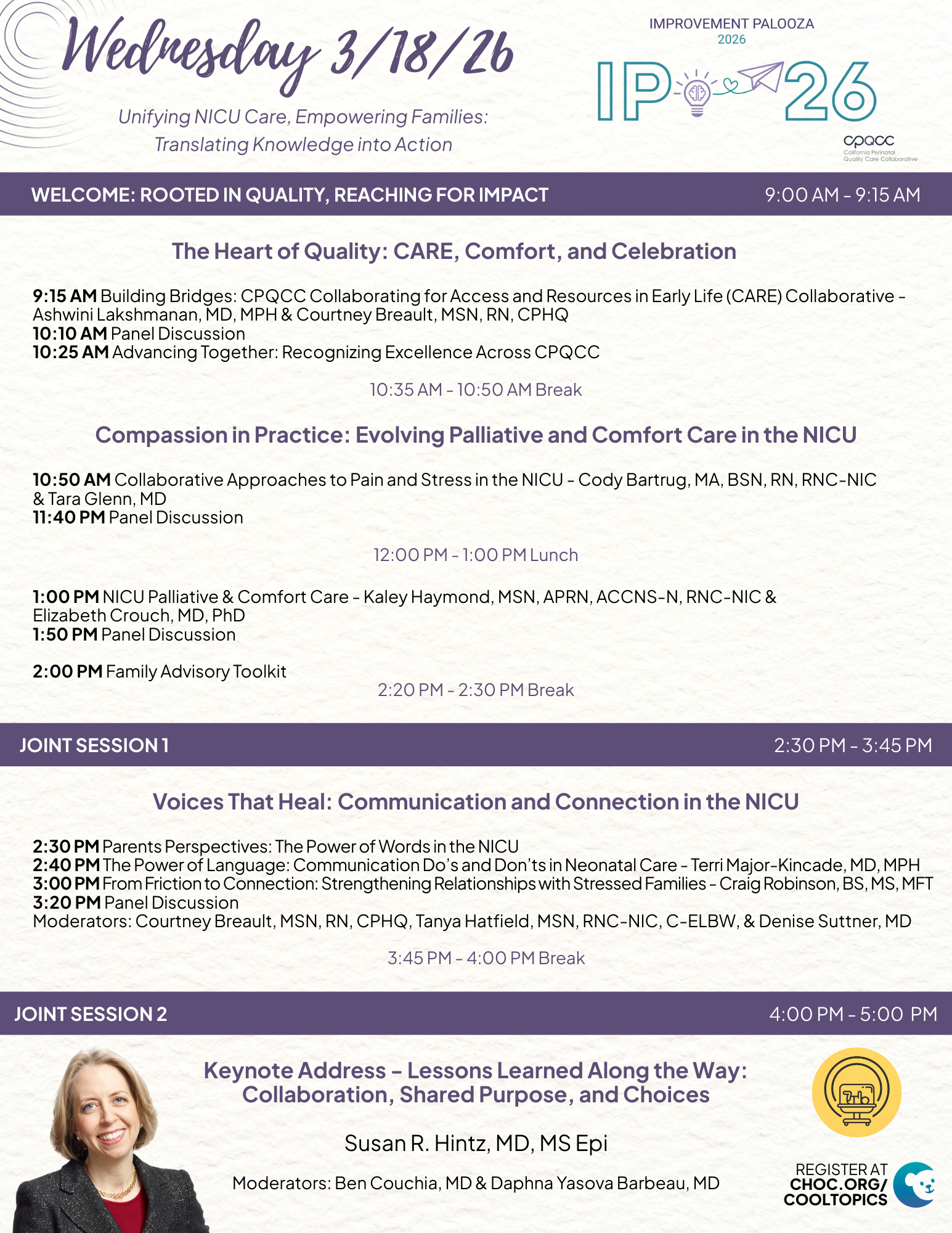 image of full schedule for IP26